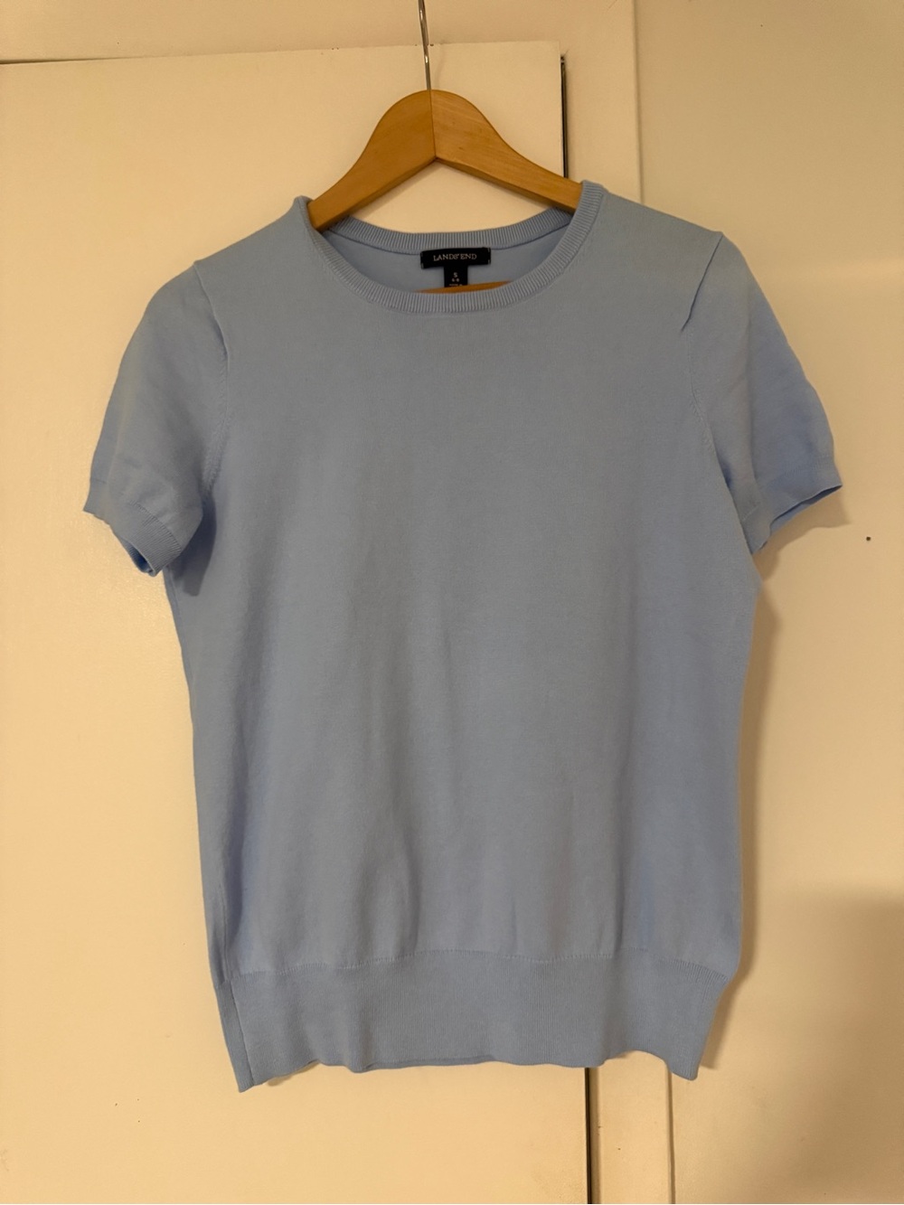Lands' End Light Blue Short Sleeve Crewneck Top